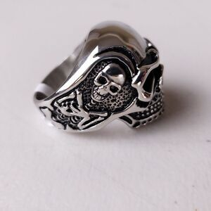 Mens Skull Ring 316 Stainless Steel Heavy Biker Gothic Punk Reaper Jewelry Sz 13